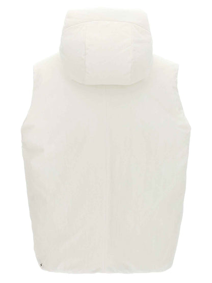 White Polyester Sleeveless Jacket