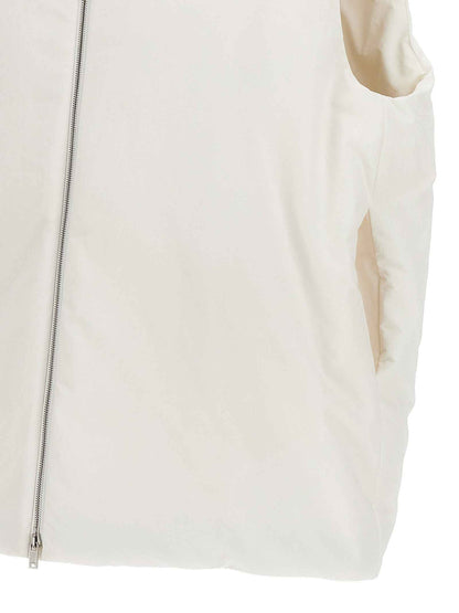 White Polyester Sleeveless Jacket