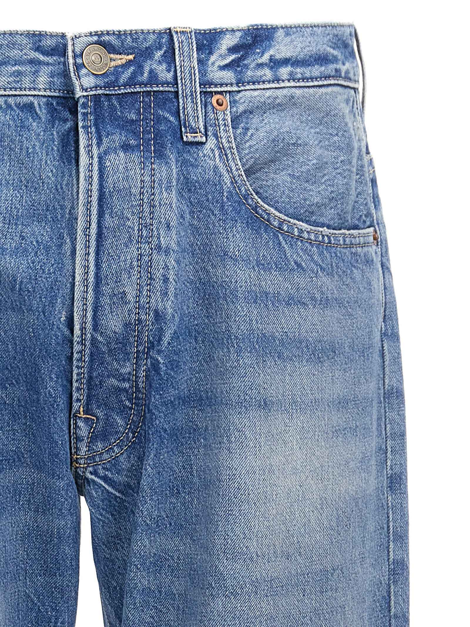 Blue Cotton Straight-Leg Jeans