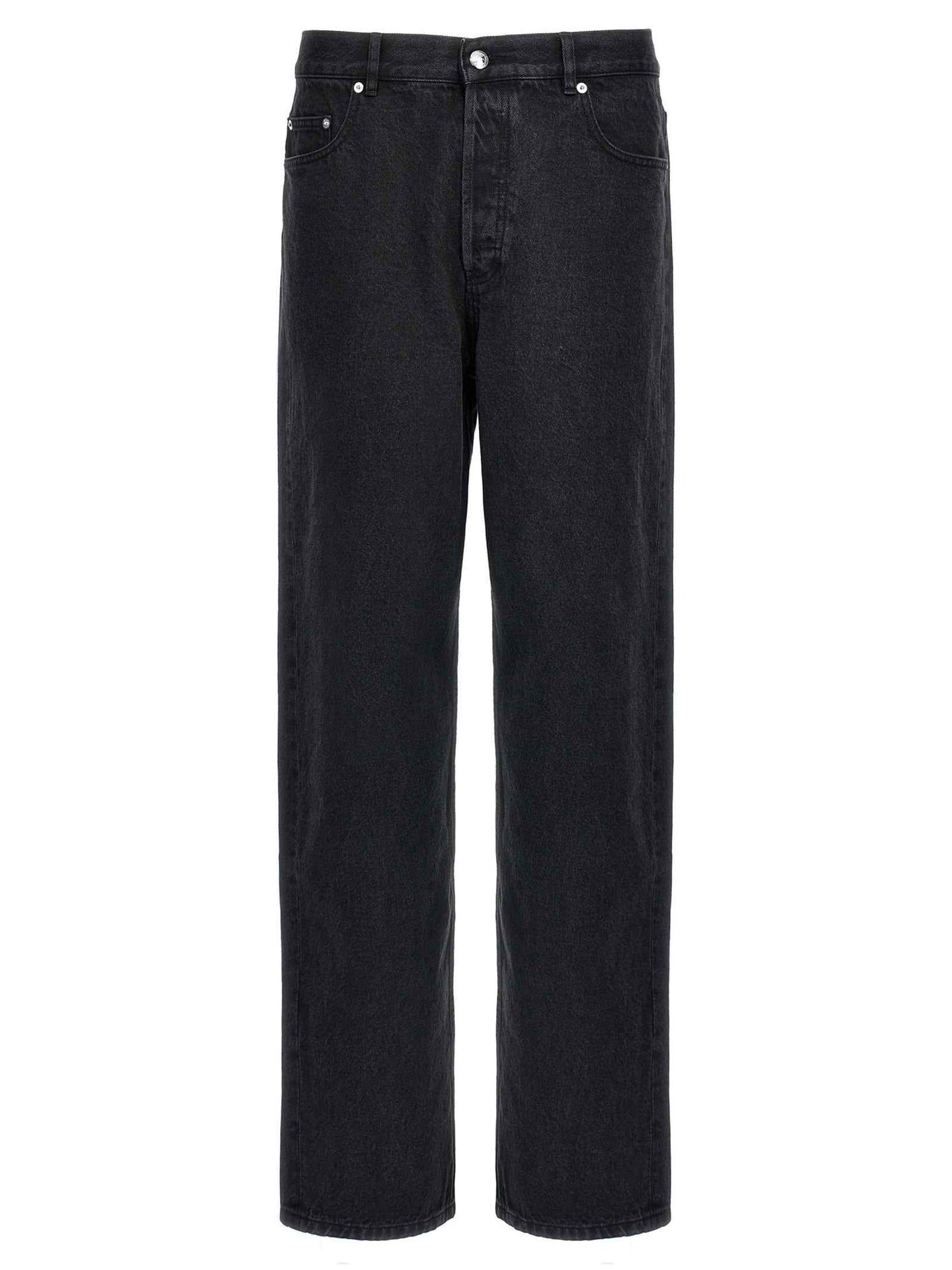 Black Cotton Straight-Leg Jeans