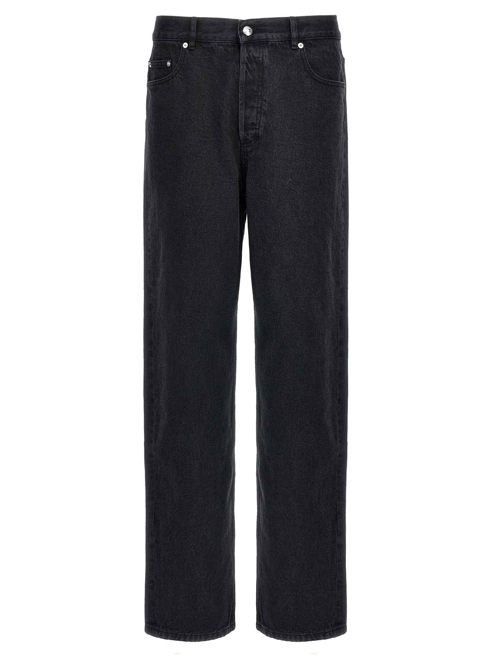 Black Cotton Straight-Leg Jeans