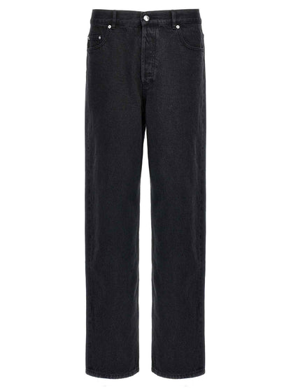 Black Cotton Straight-Leg Jeans