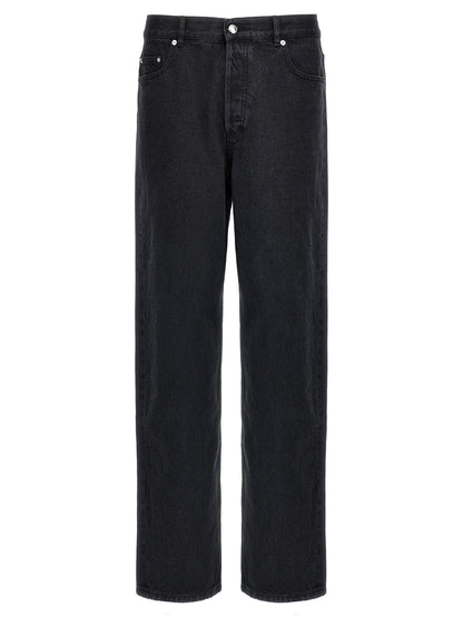 Black Cotton Straight-Leg Jeans