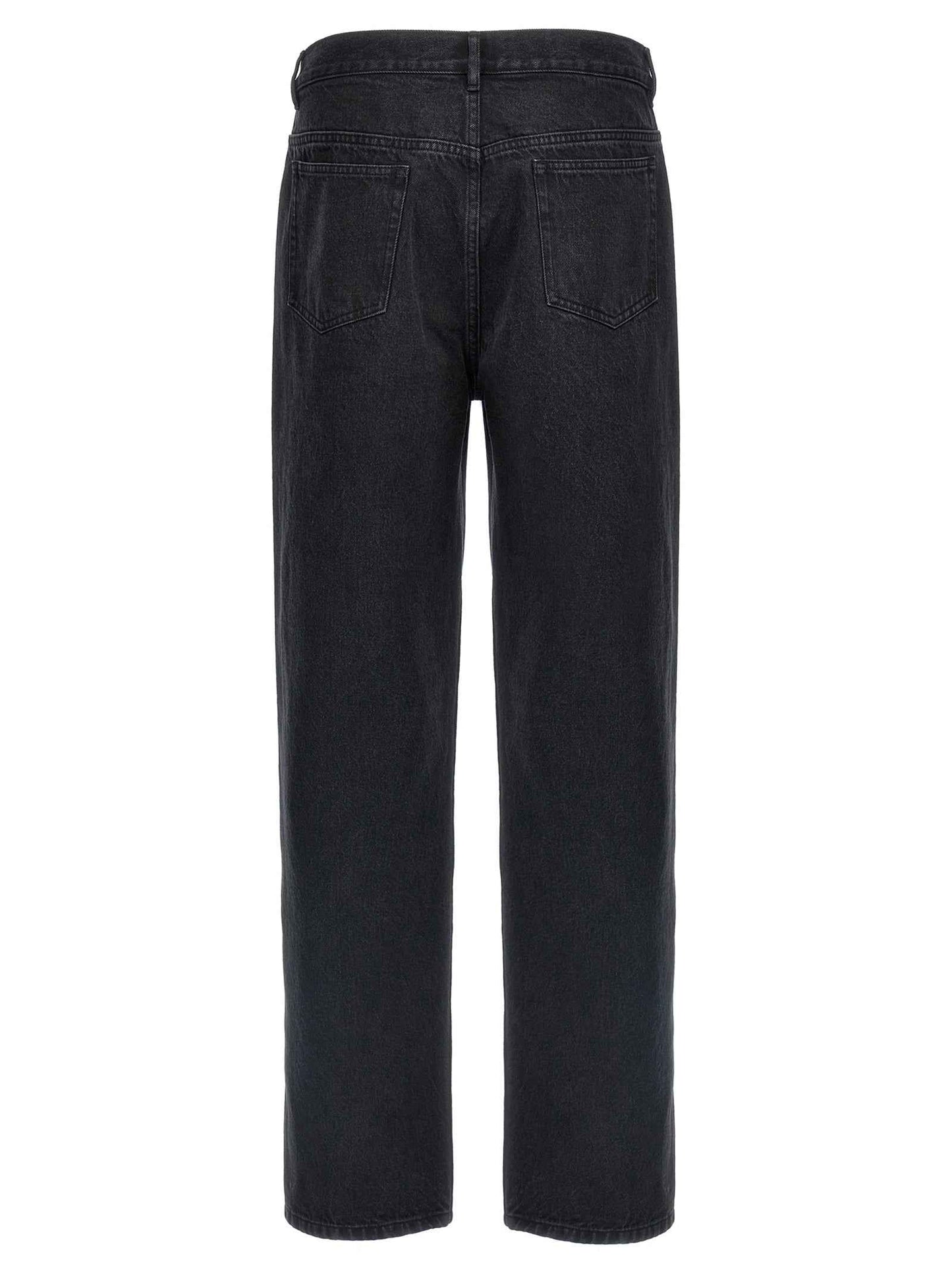 Black Cotton Straight-Leg Jeans