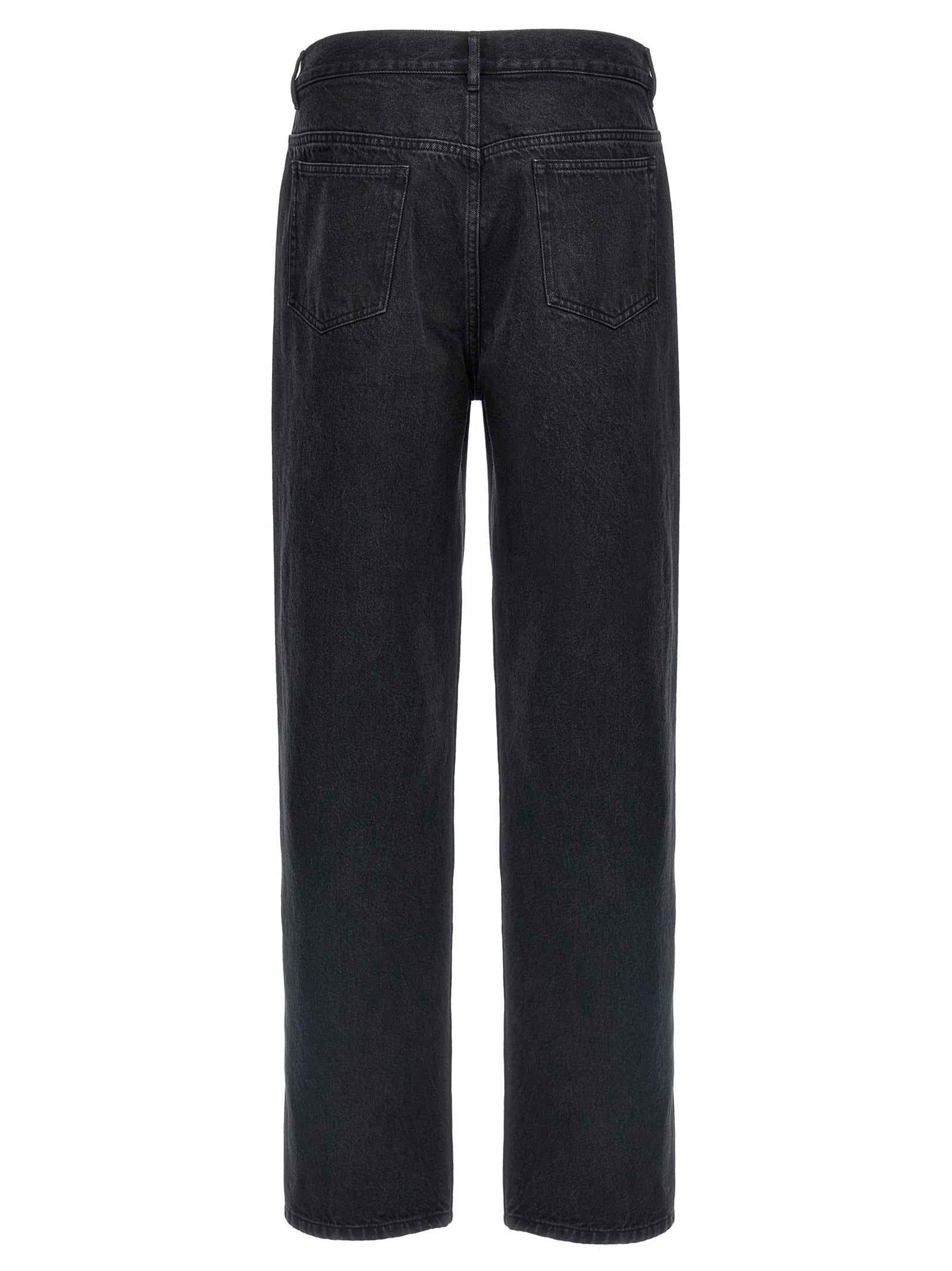Black Cotton Straight-Leg Jeans