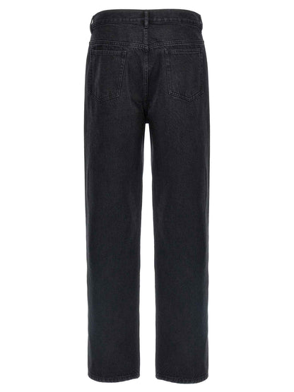 Black Cotton Straight-Leg Jeans