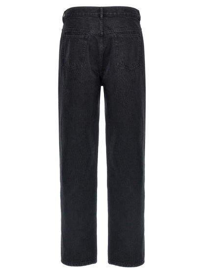 Black Cotton Straight-Leg Jeans