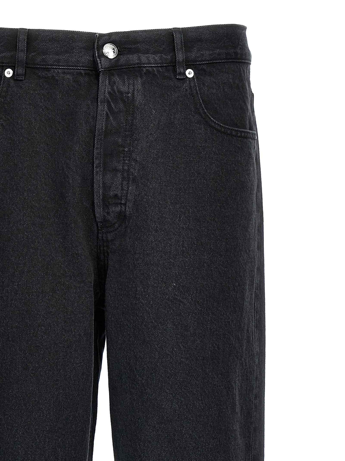 Black Cotton Straight-Leg Jeans