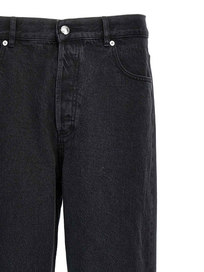 Black Cotton Straight-Leg Jeans