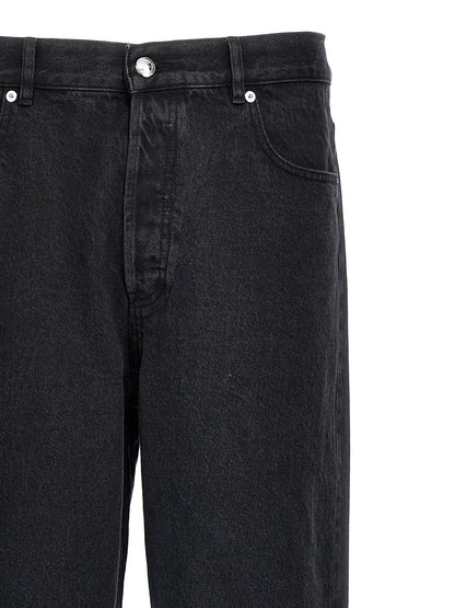 Black Cotton Straight-Leg Jeans