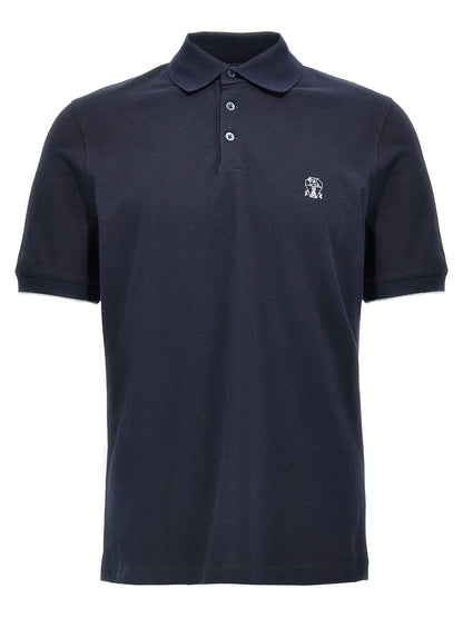 Blue Cotton Polo Shirt