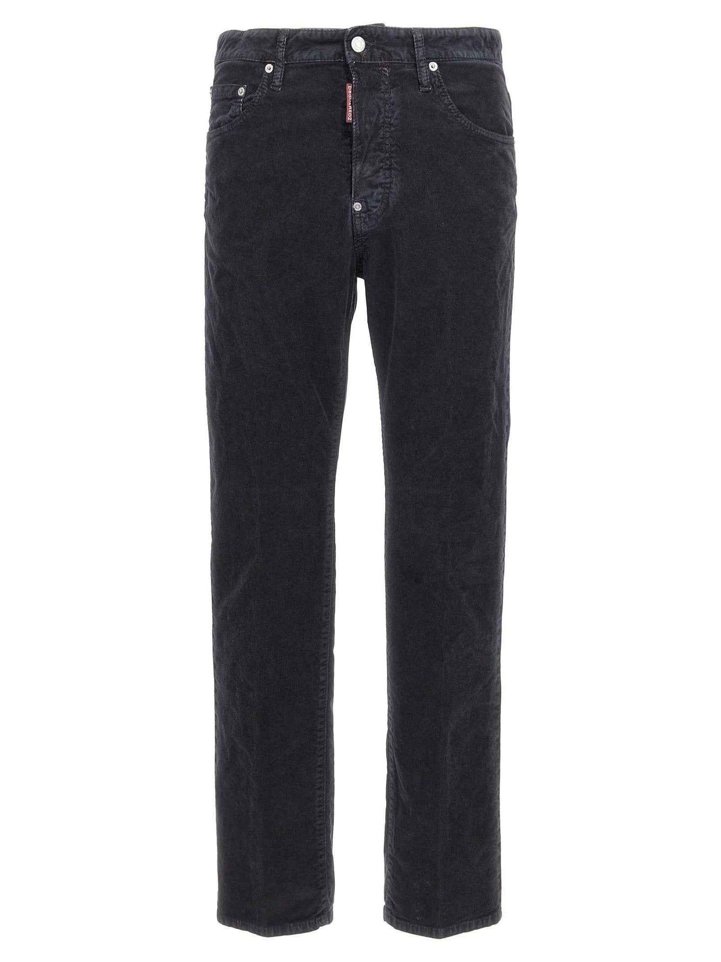 Blue Cotton Casual Pants