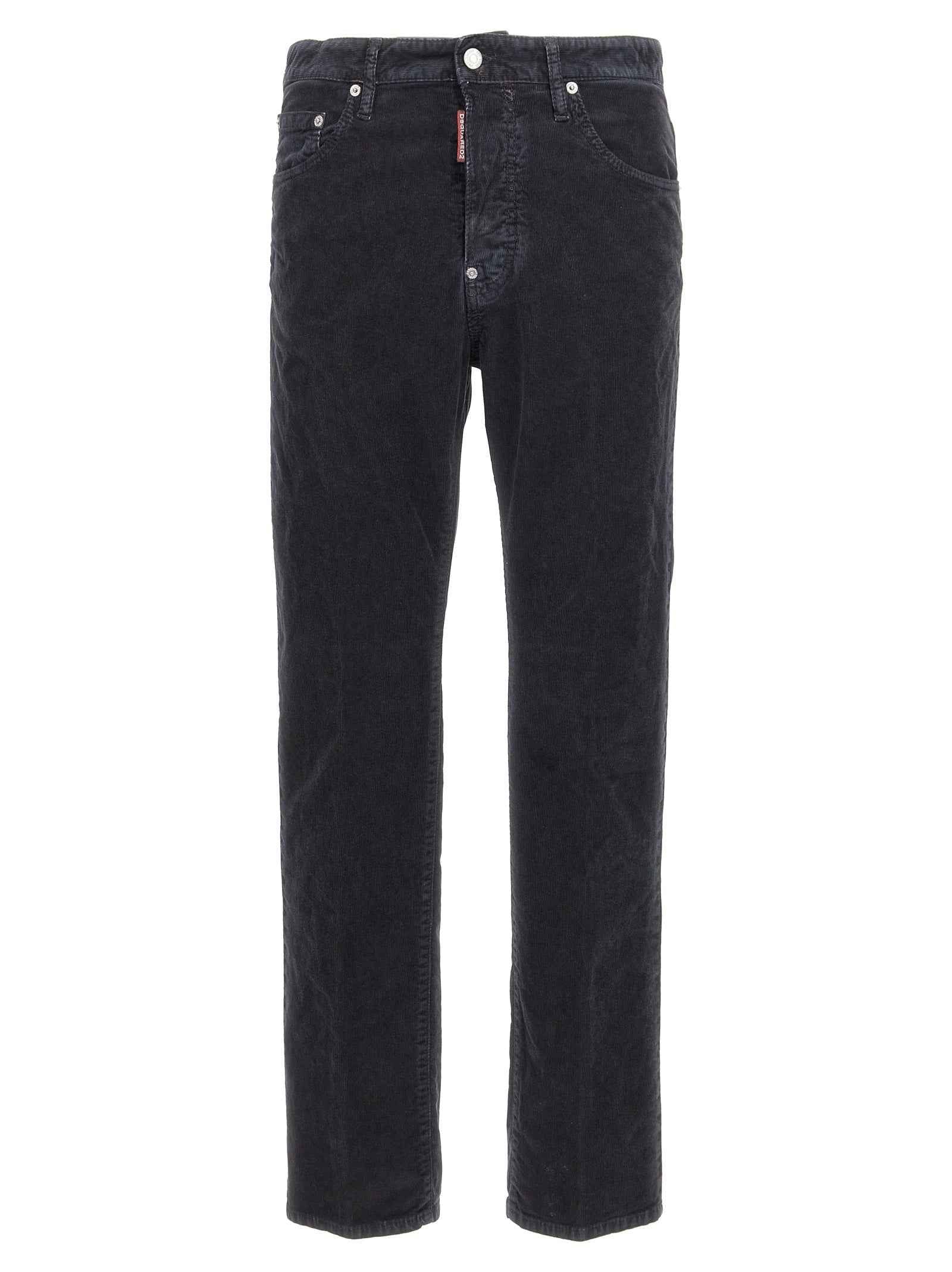 Blue Cotton Casual Pants