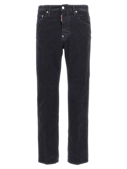 Blue Cotton Casual Pants