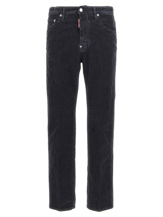 Blue Cotton Casual Pants