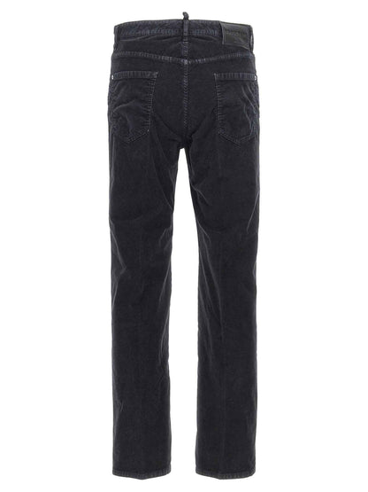 Blue Cotton Casual Pants