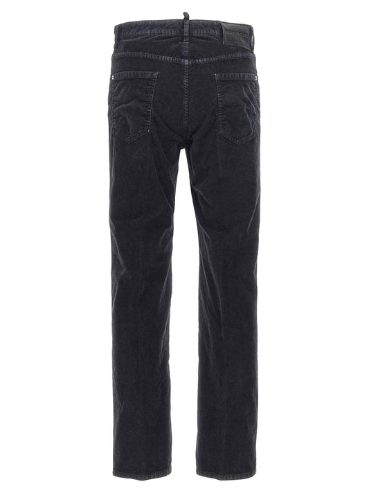 Blue Cotton Casual Pants