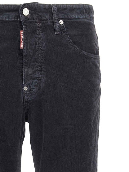 Blue Cotton Casual Pants