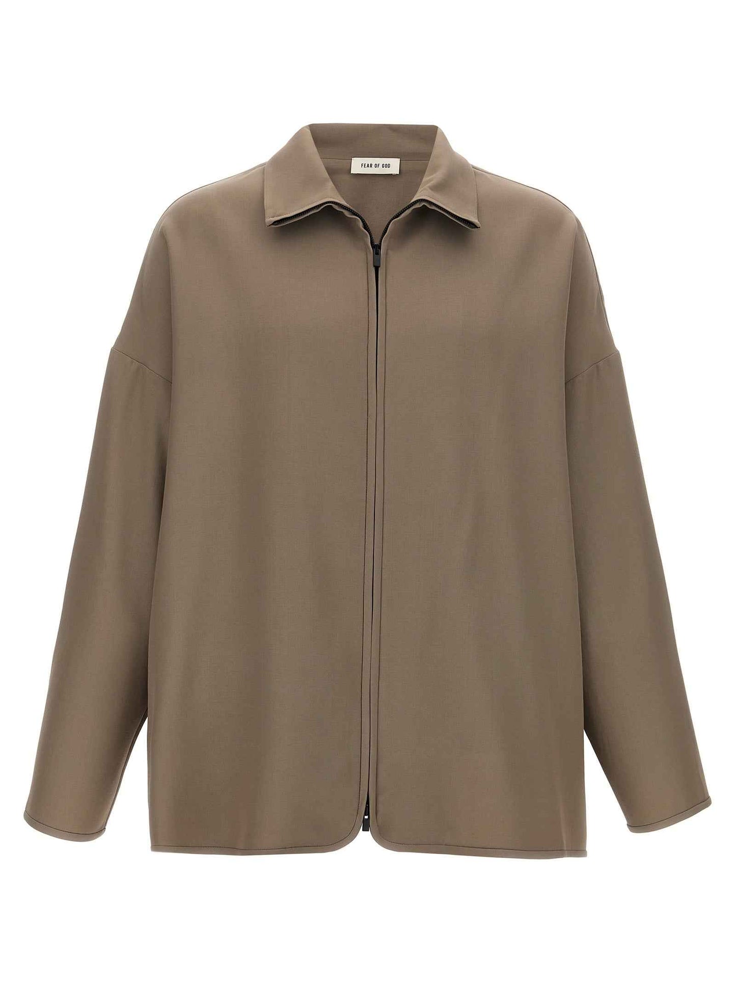 Beige Virgin Wool Full-Length Jacket