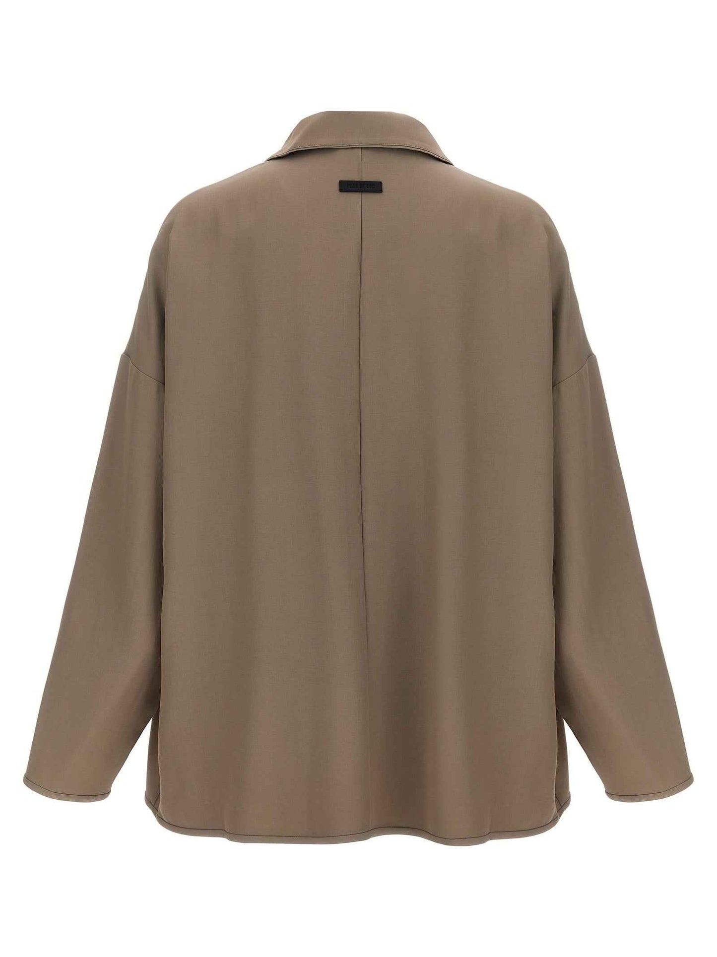 Beige Virgin Wool Full-Length Jacket