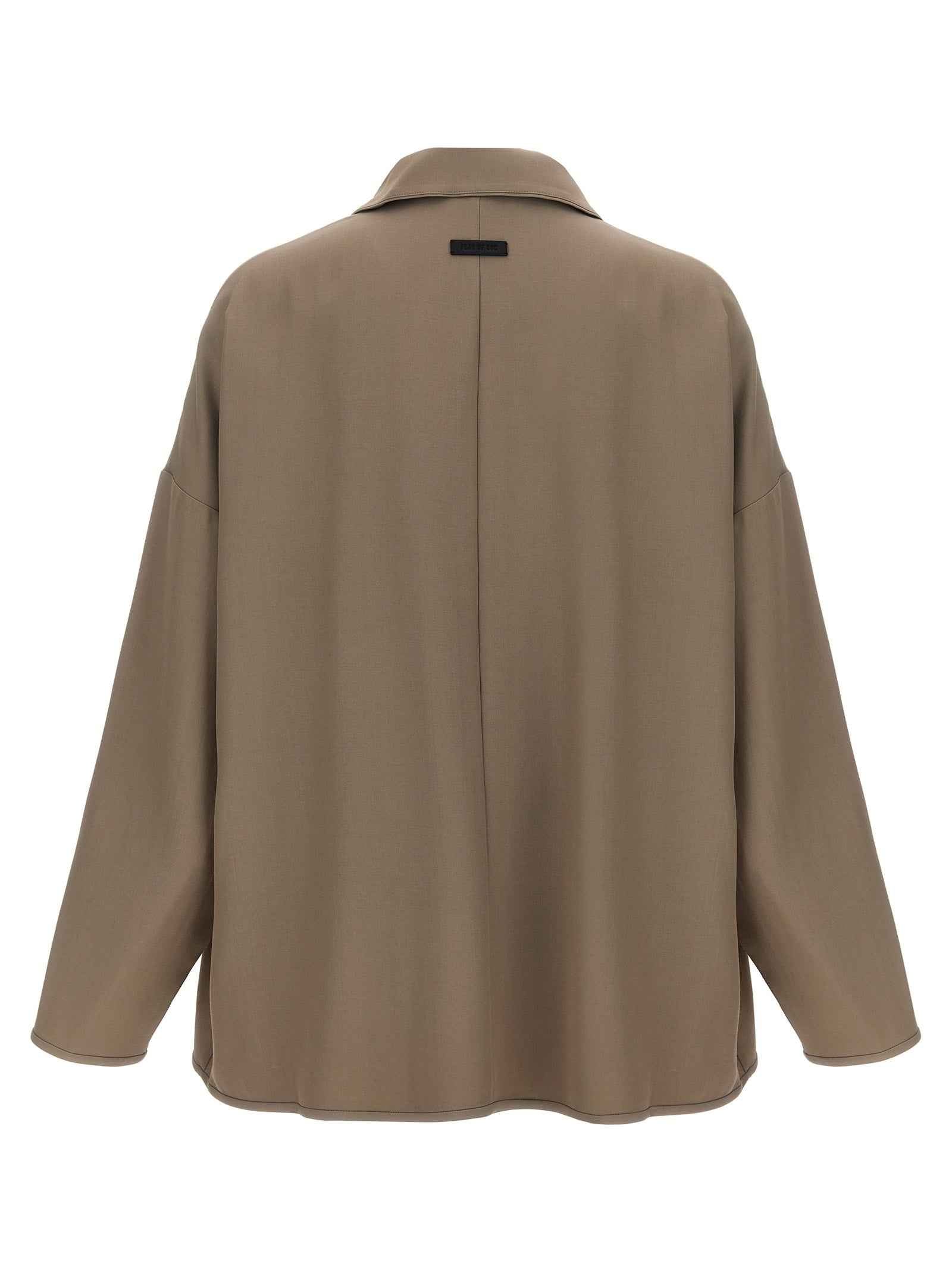 Beige Virgin Wool Full-Length Jacket