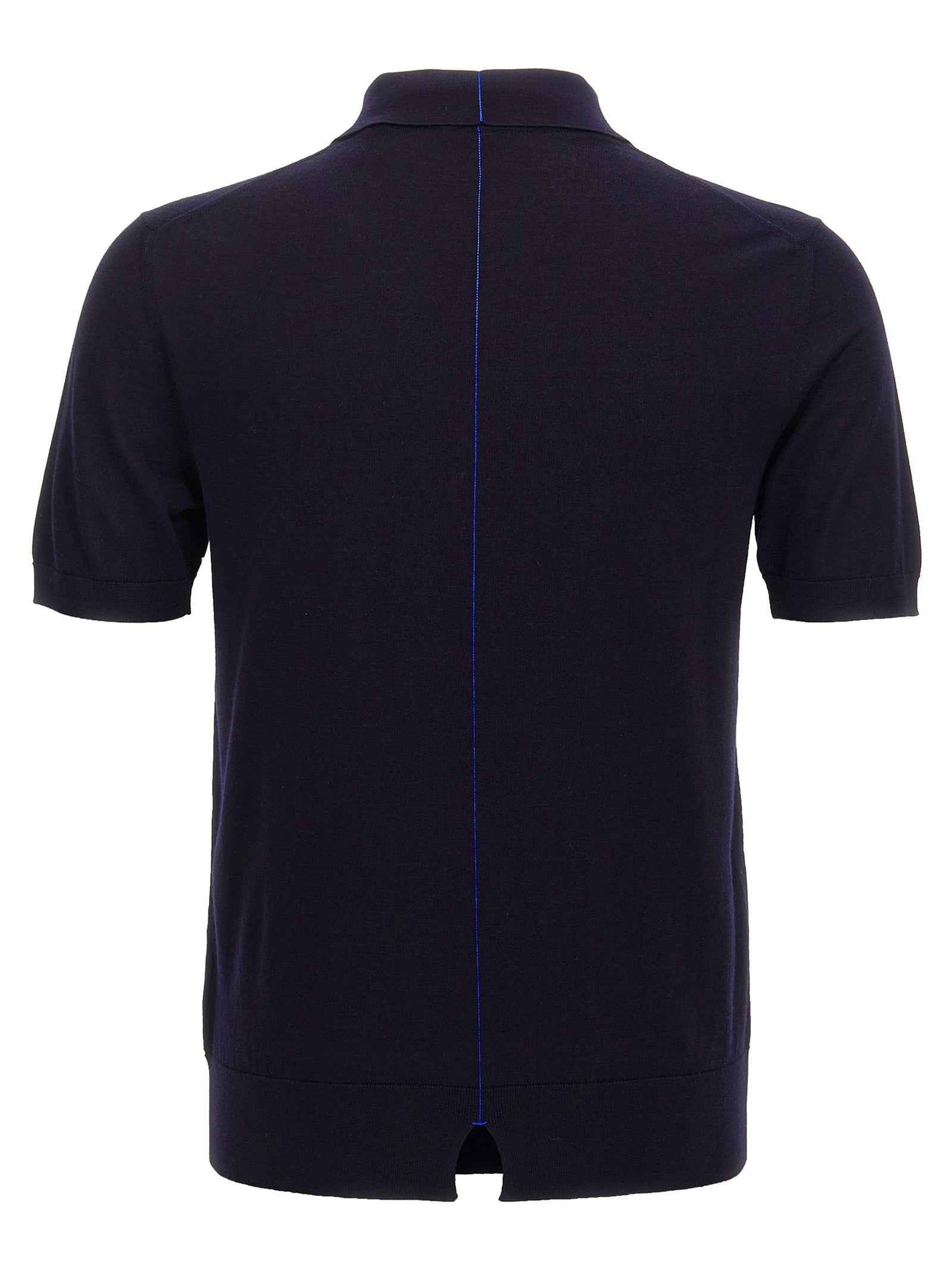 Blue Wool Polo Shirt