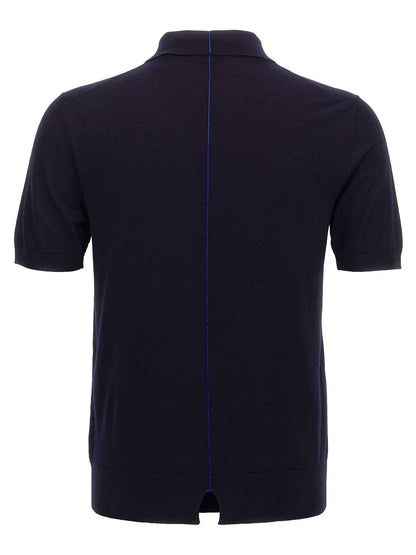 Blue Wool Polo Shirt