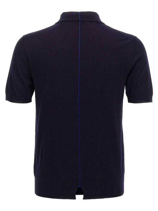 Blue Wool Polo Shirt