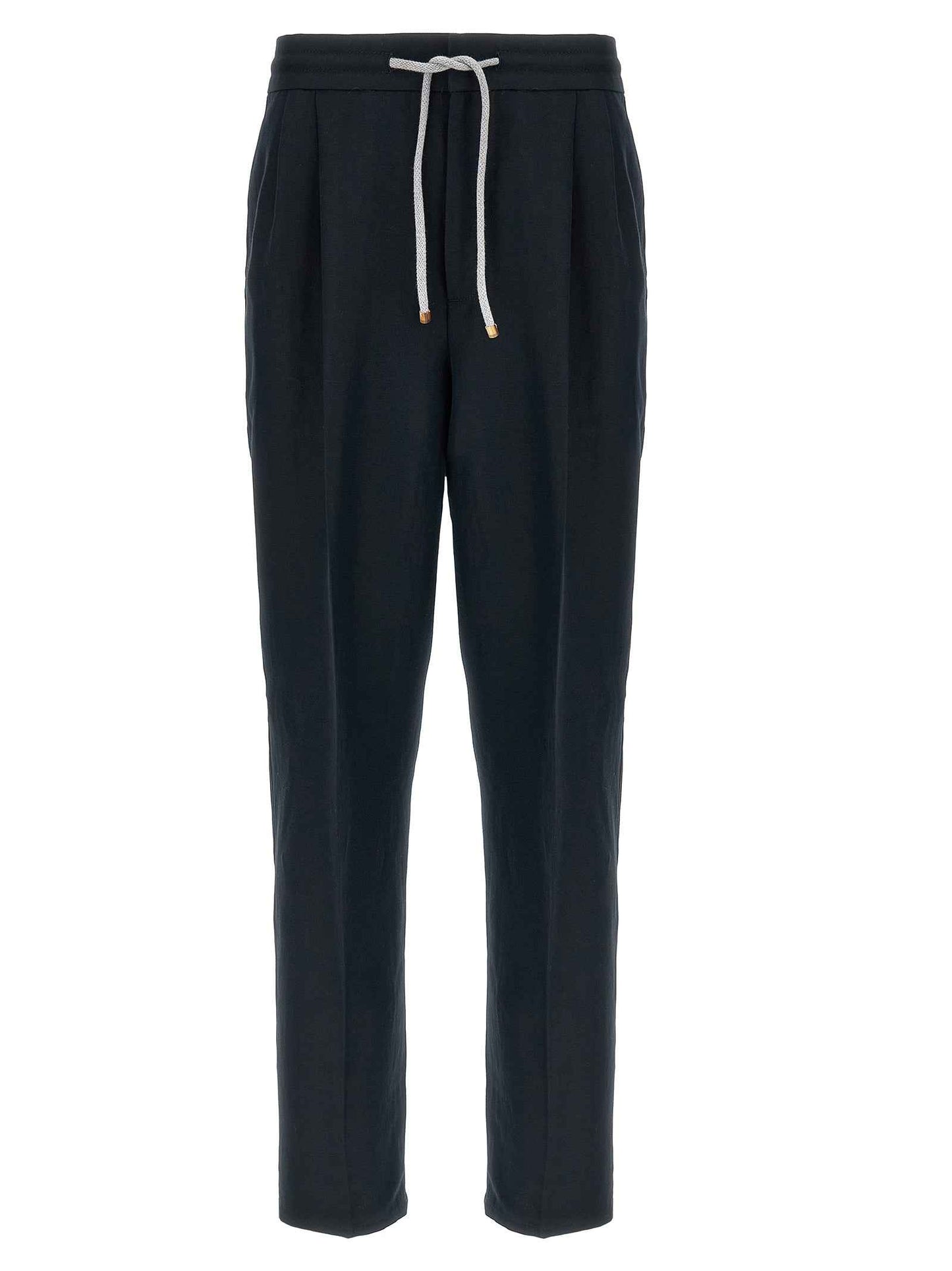 Blue Linen Casual Pants