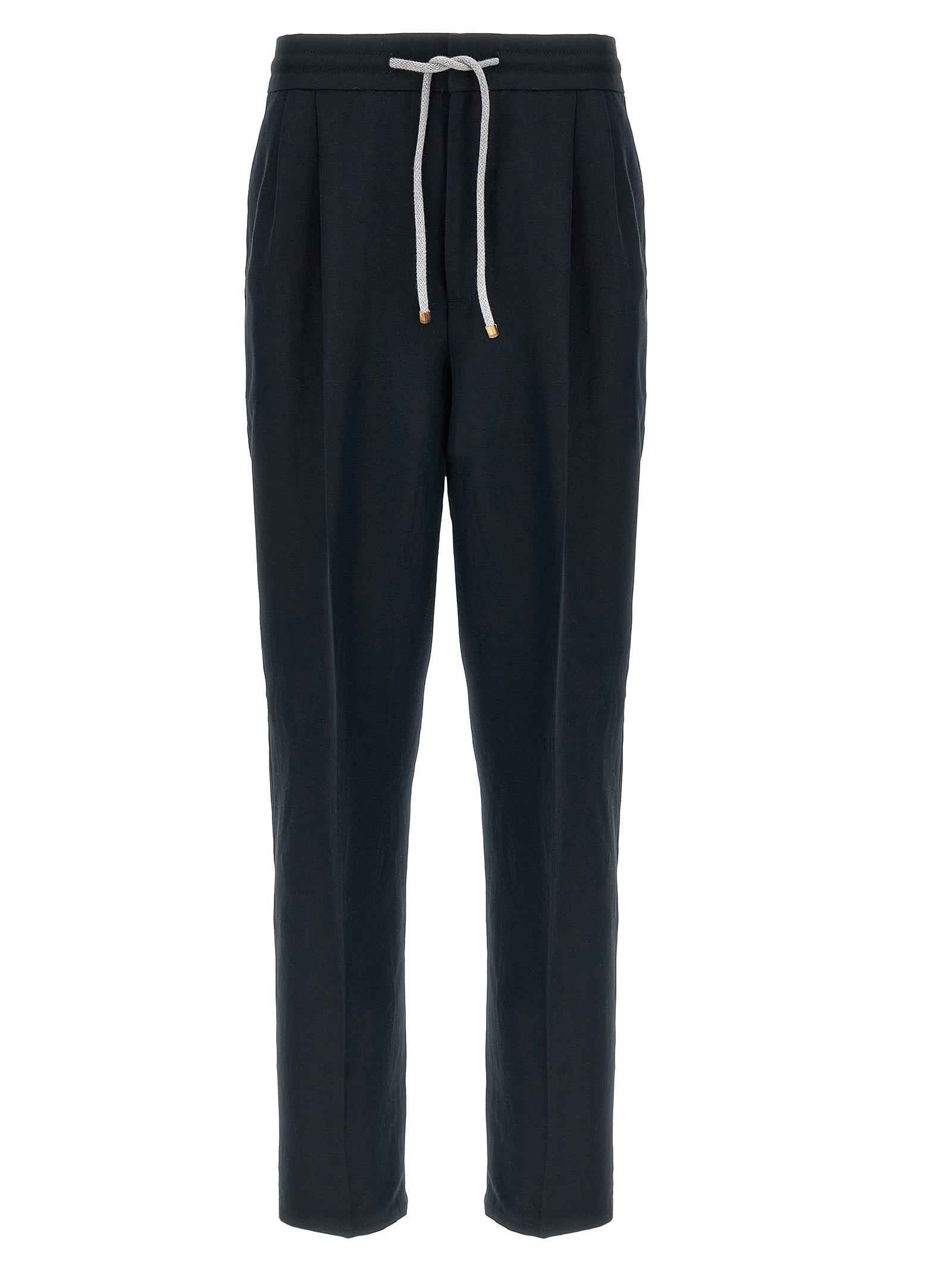 Blue Linen Casual Pants