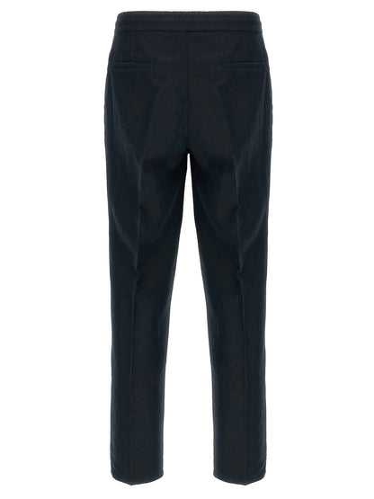 Blue Linen Casual Pants