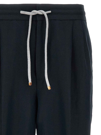 Blue Linen Casual Pants