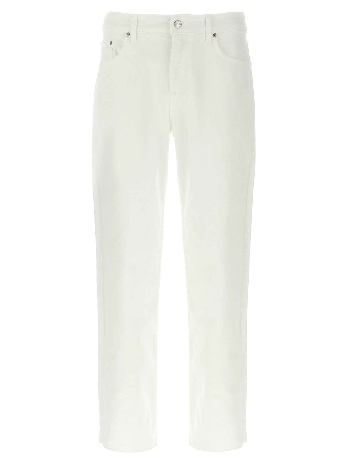 White Cotton Straight-Leg Jeans