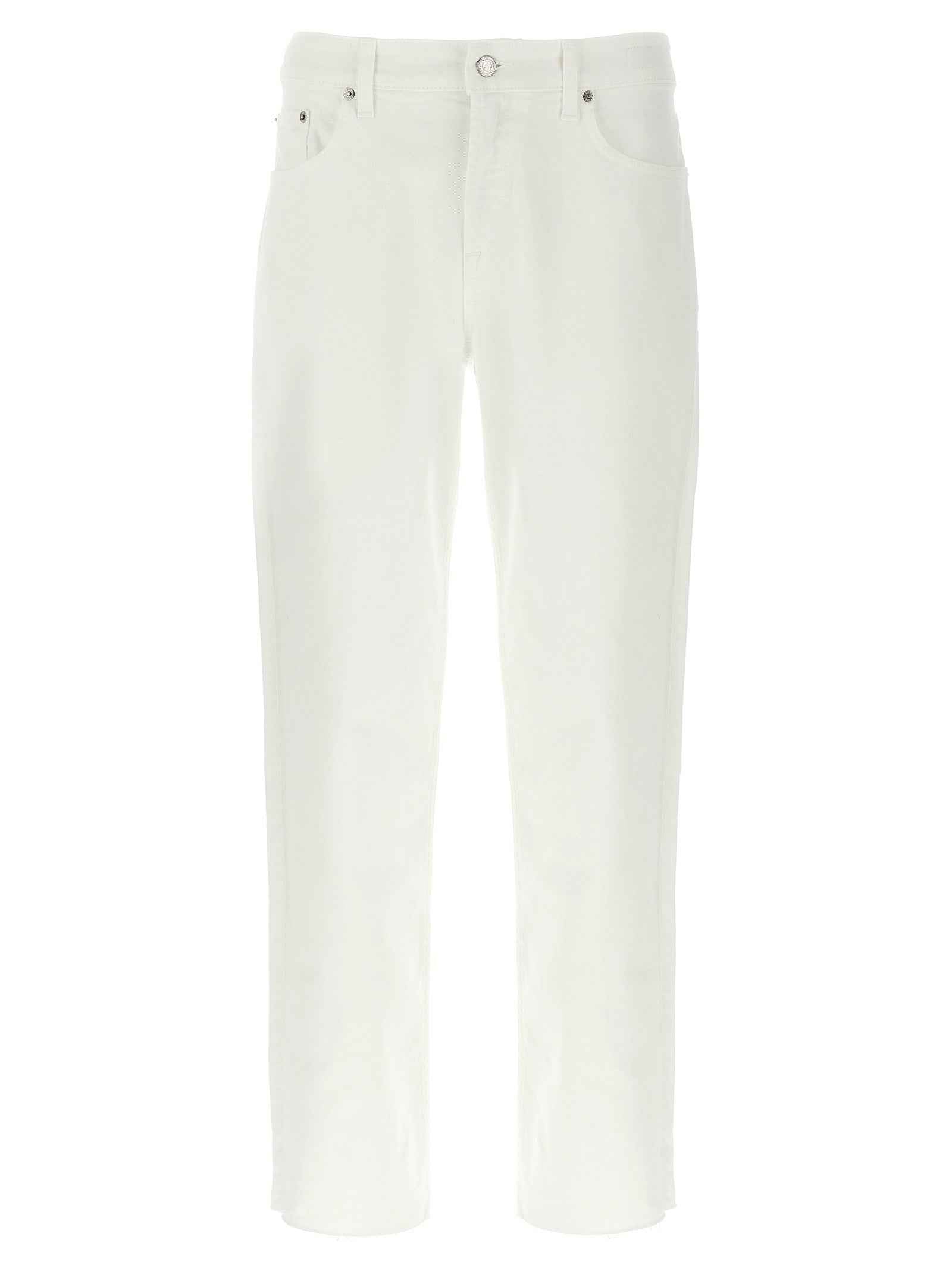 White Cotton Straight-Leg Jeans