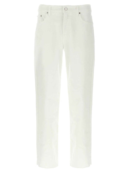 White Cotton Straight-Leg Jeans