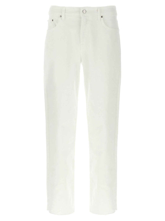 White Cotton Straight-Leg Jeans