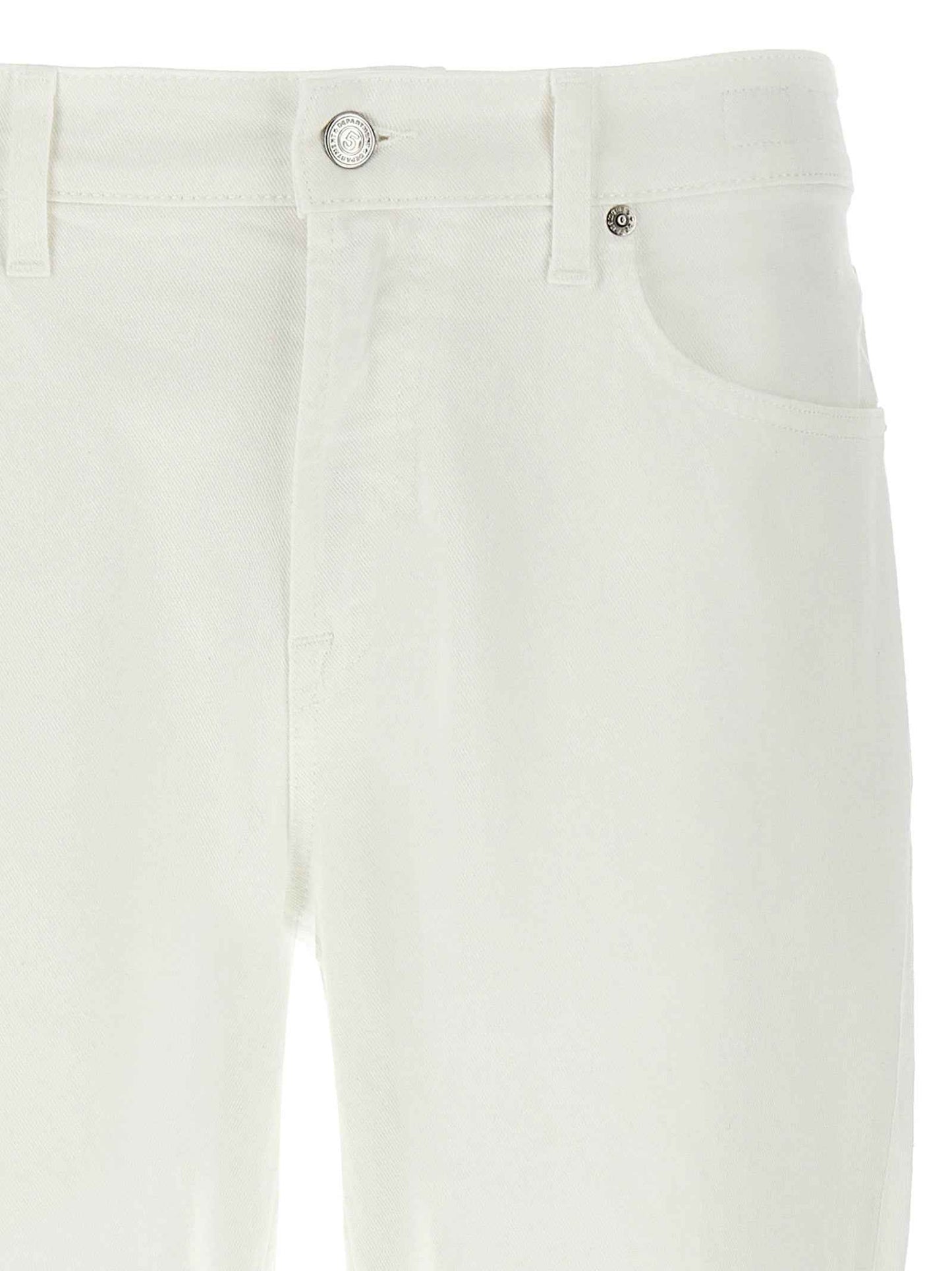White Cotton Straight-Leg Jeans