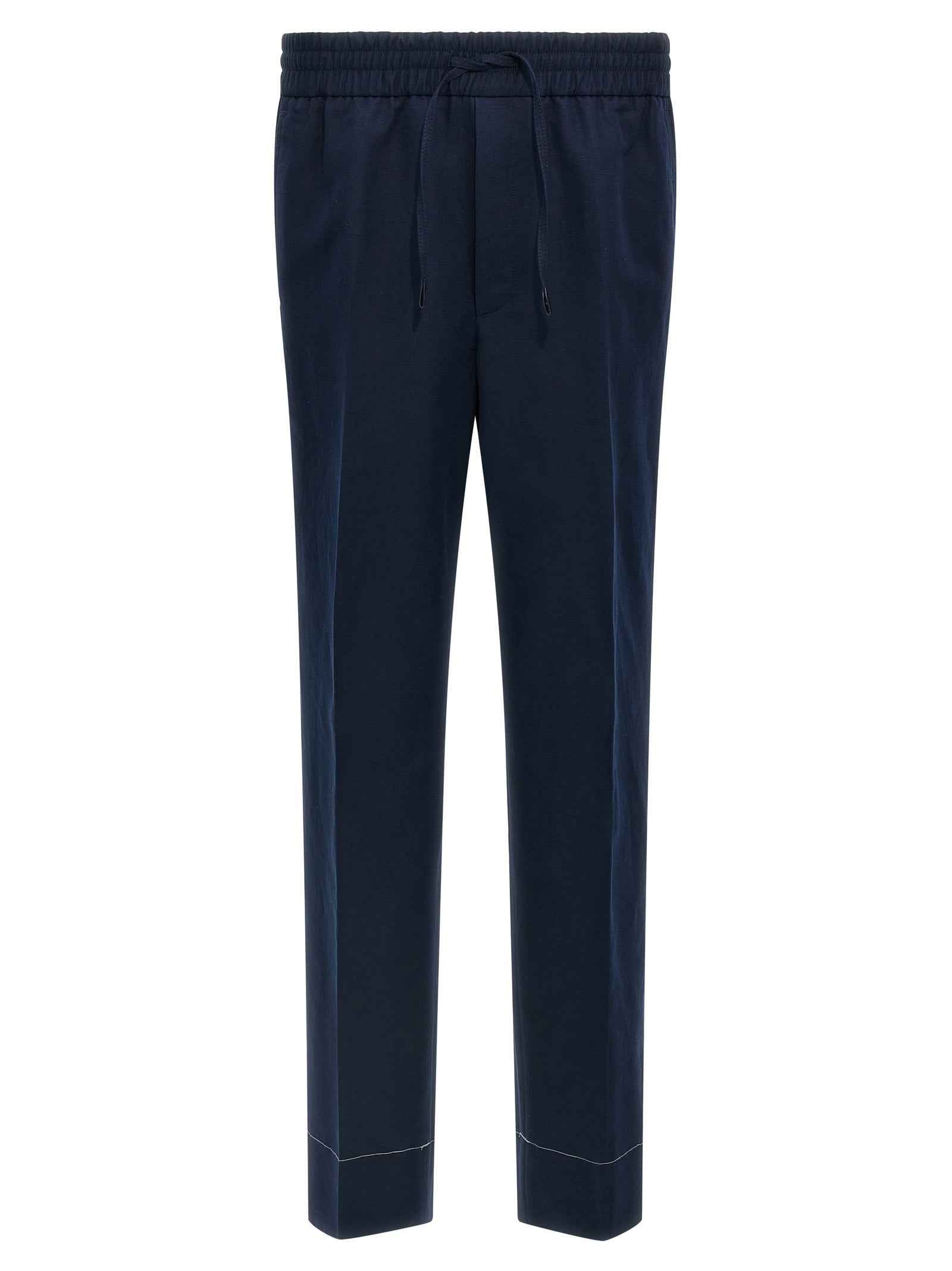 Blue Linen Casual Pants