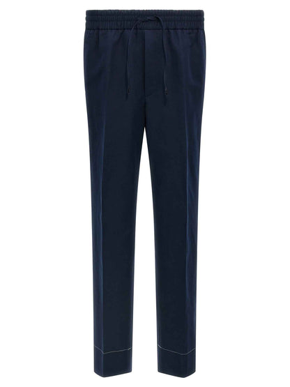 Blue Linen Casual Pants