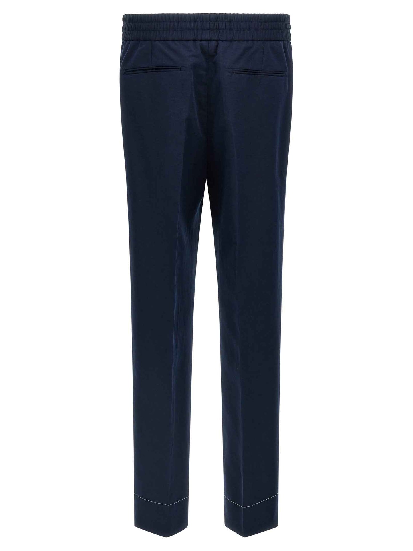 Blue Linen Casual Pants
