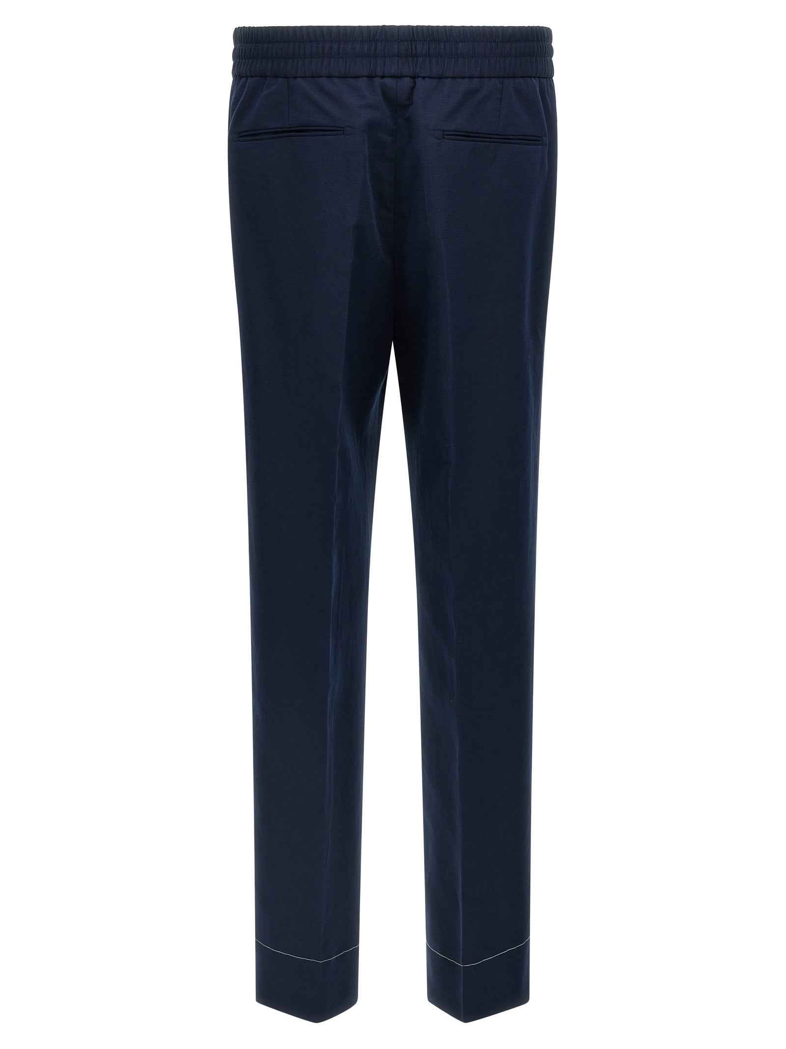 Blue Linen Casual Pants