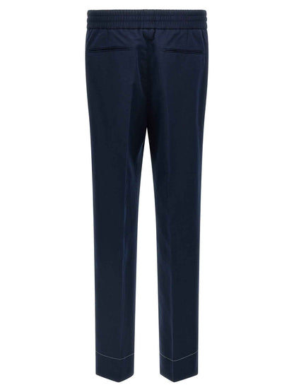 Blue Linen Casual Pants