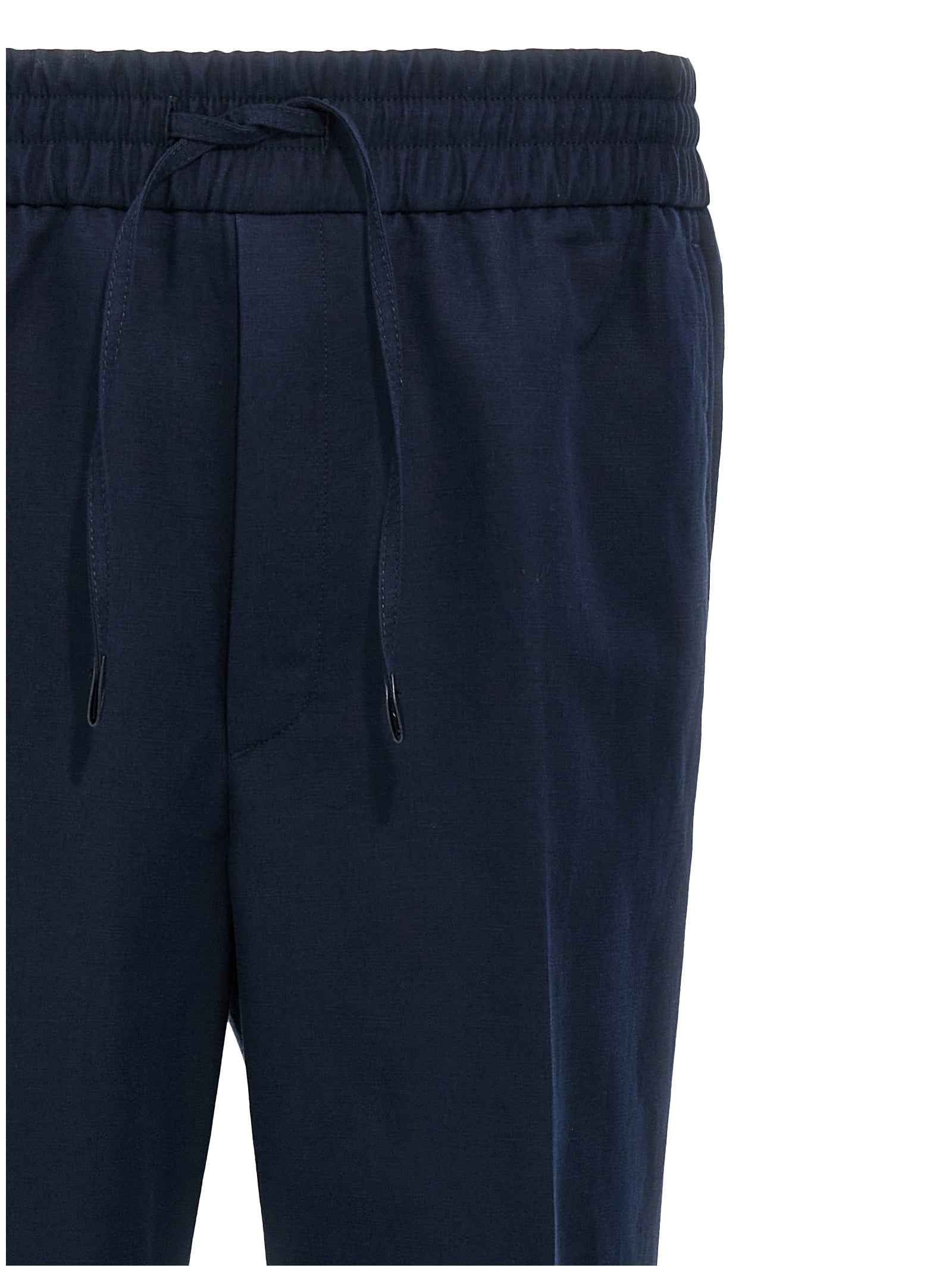 Blue Linen Casual Pants