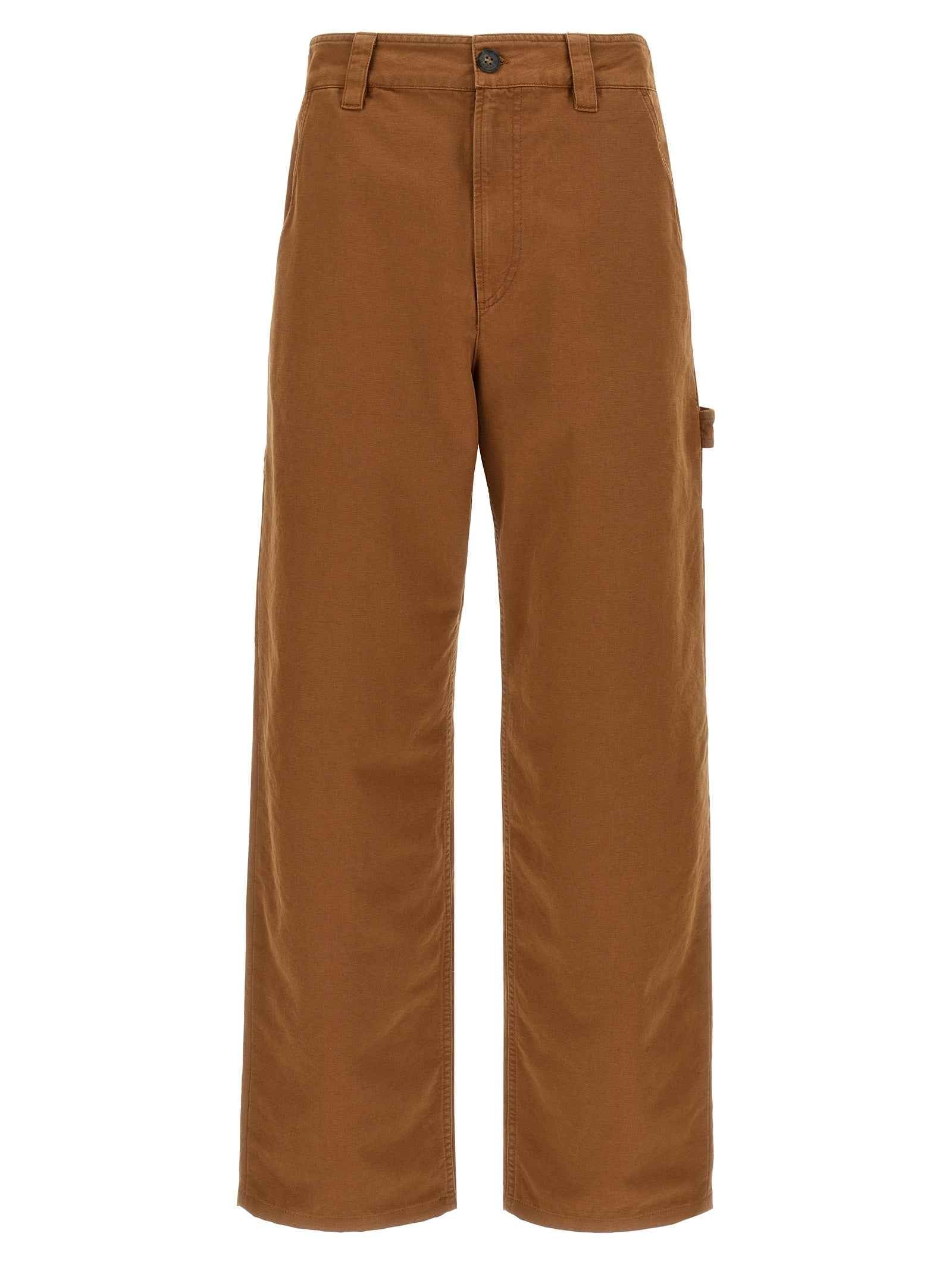 Brown Cotton Casual Pants