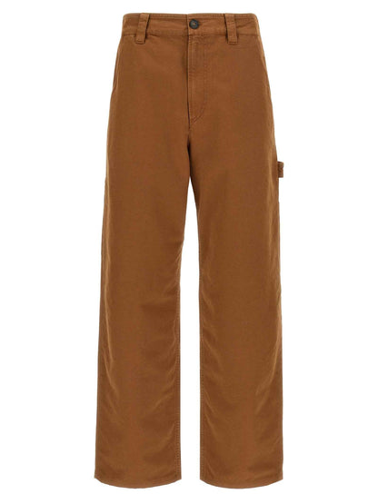 Brown Cotton Casual Pants