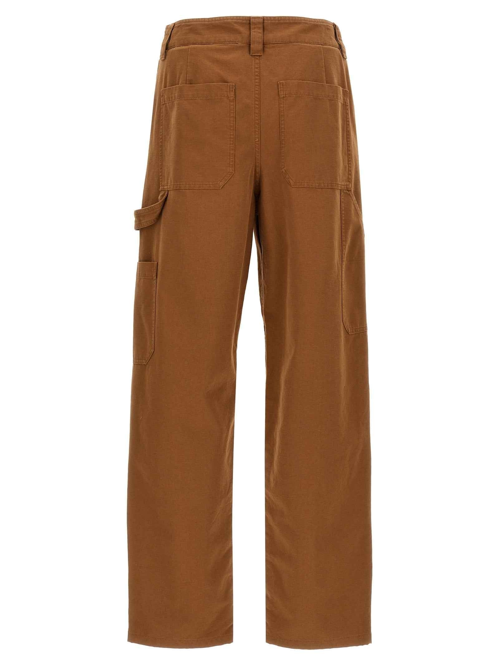 Brown Cotton Casual Pants