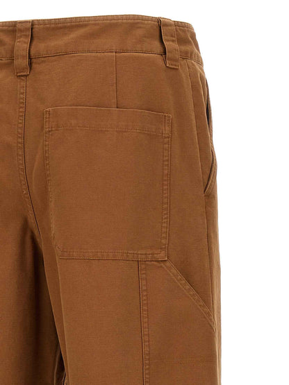 Brown Cotton Casual Pants