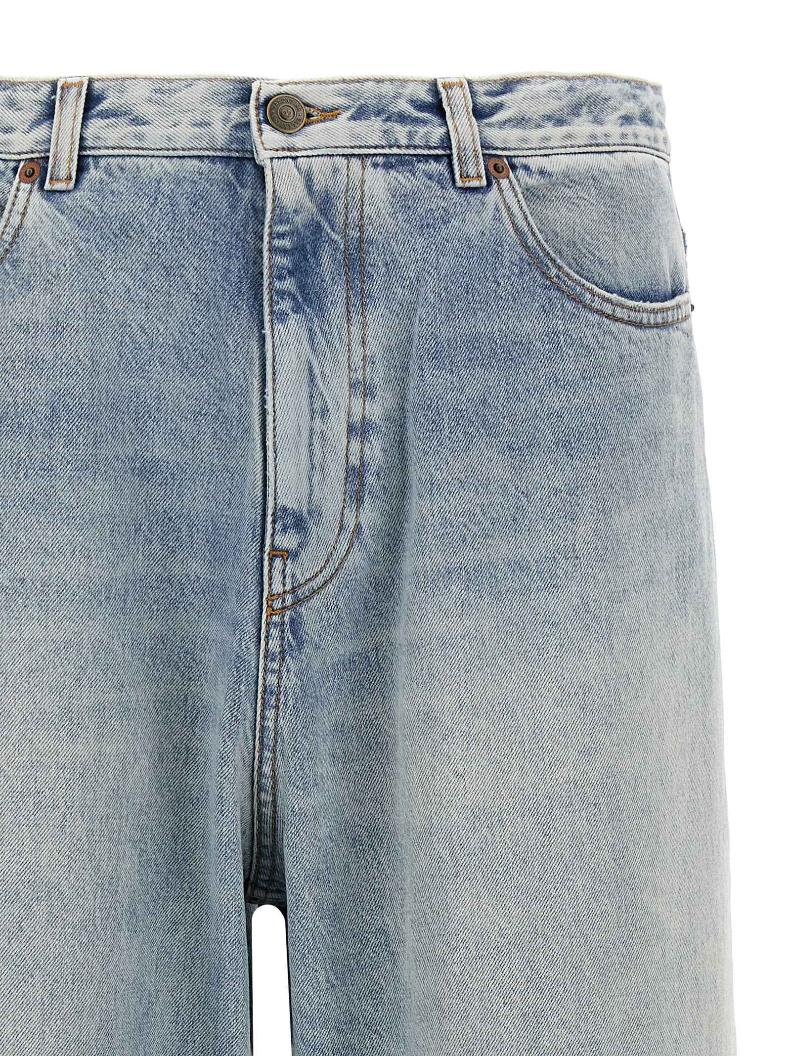 Blue Cotton Straight-Leg Jeans