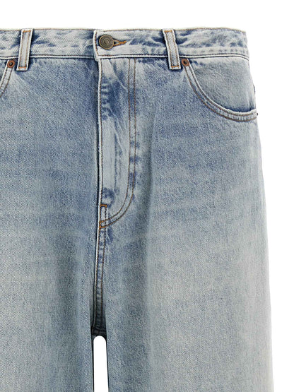 Blue Cotton Straight-Leg Jeans