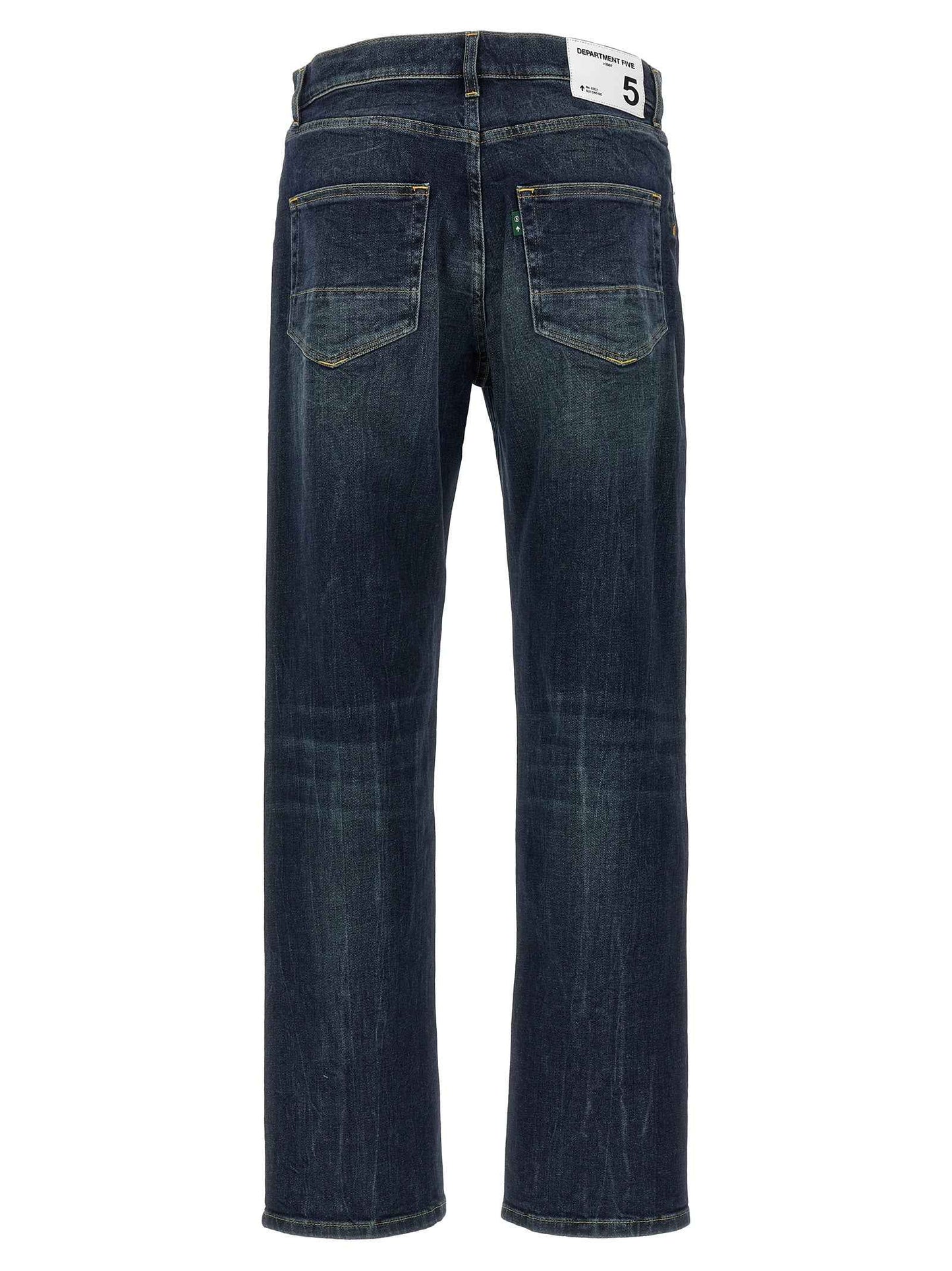 Blue Cotton Straight-Leg Jeans